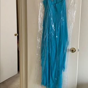 David’s bridal versa dress in Malibu blue